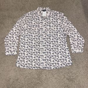 MODIS CASUAL Floral Like Button Up Shirt Womens Long Sleeve Size XL
